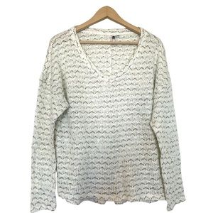 Kut from the Kloth Oatmeal Open Herringbone Knit V-Kneck Pullover Sweater